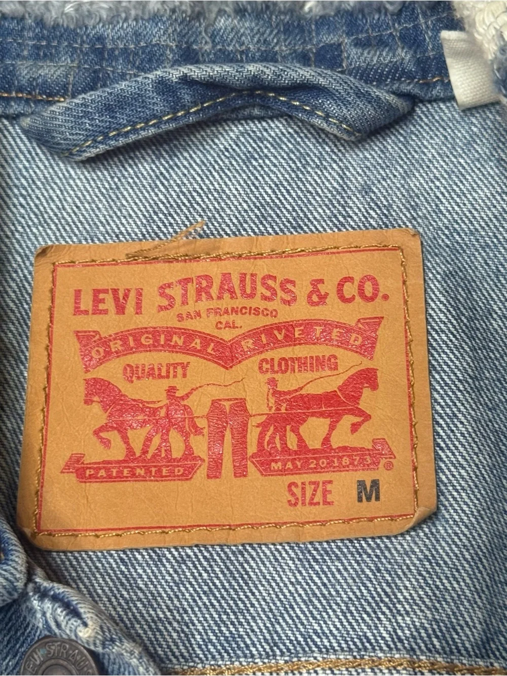 Levi’s Trucker Jean Jacket Upcycled, Distressed, Grunge Size Medium